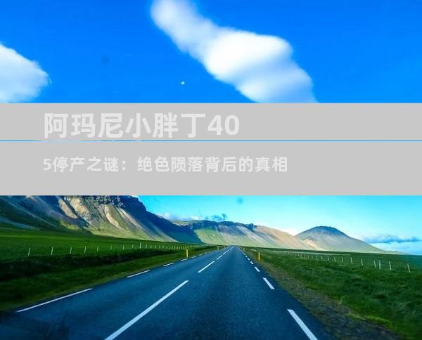 阿玛尼小胖丁405停产之谜：绝色陨落背后的真相